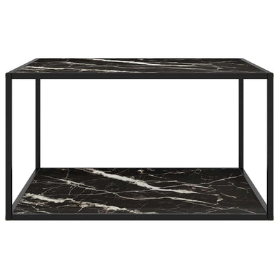sofabord 90x90x50 cm marmorglas sort