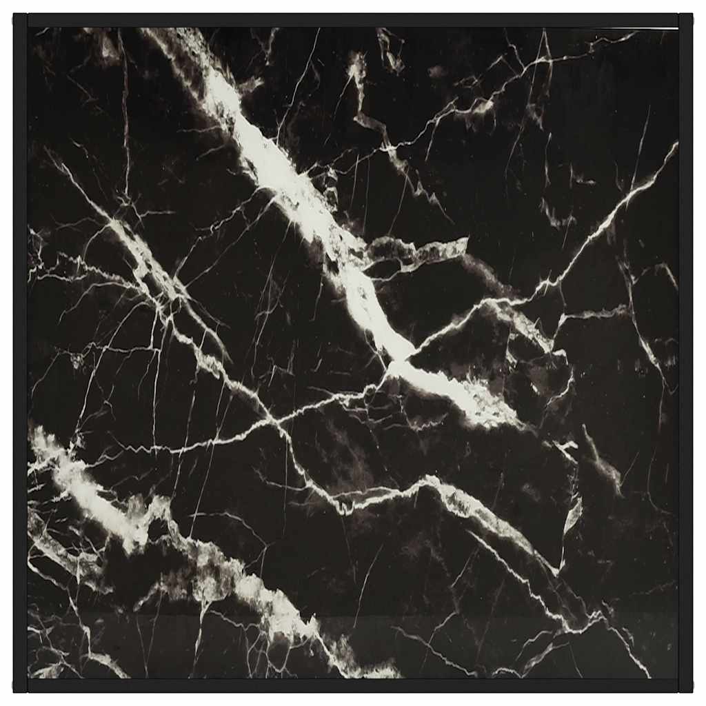 sofabord 90x90x50 cm marmorglas sort