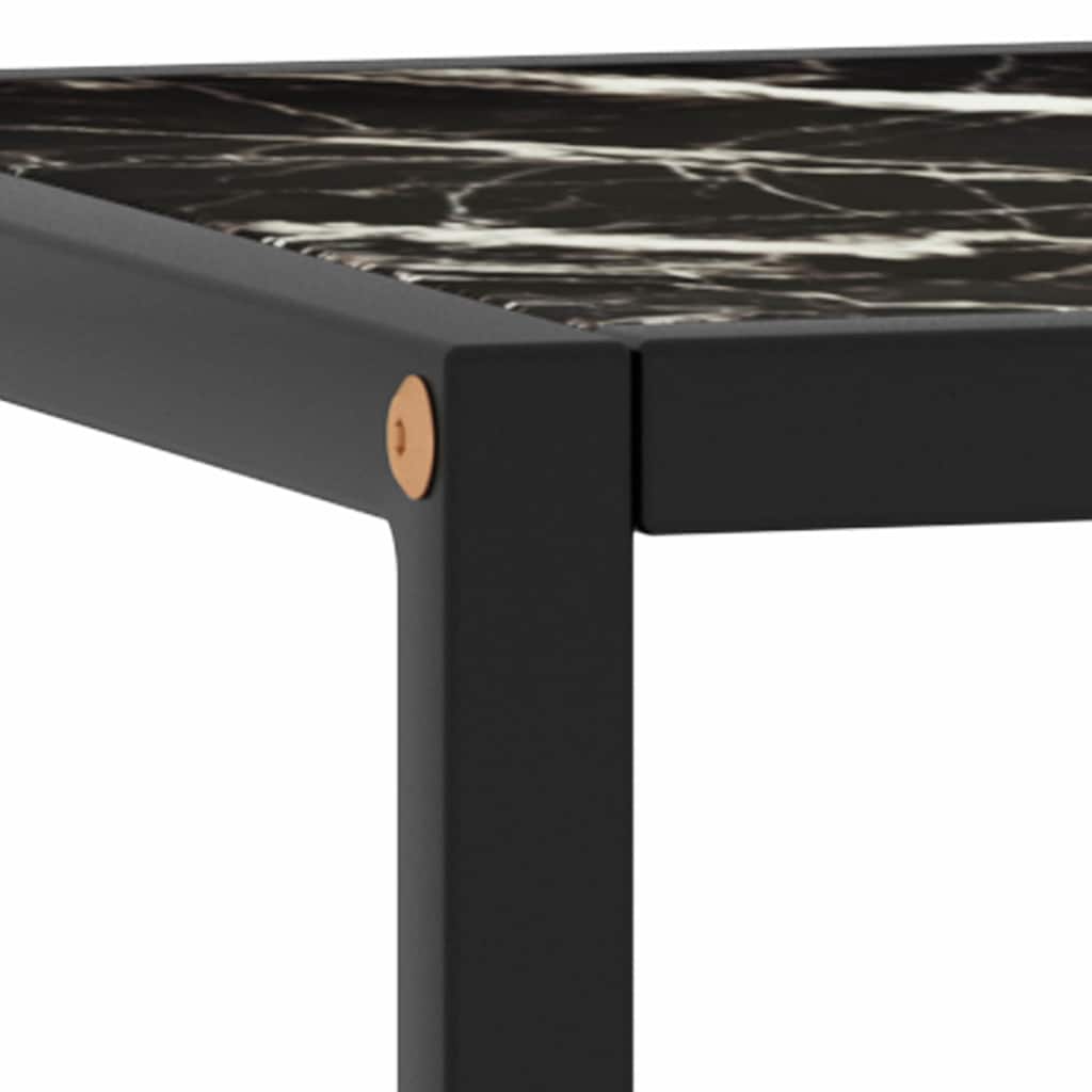 sofabord 90x90x50 cm marmorglas sort