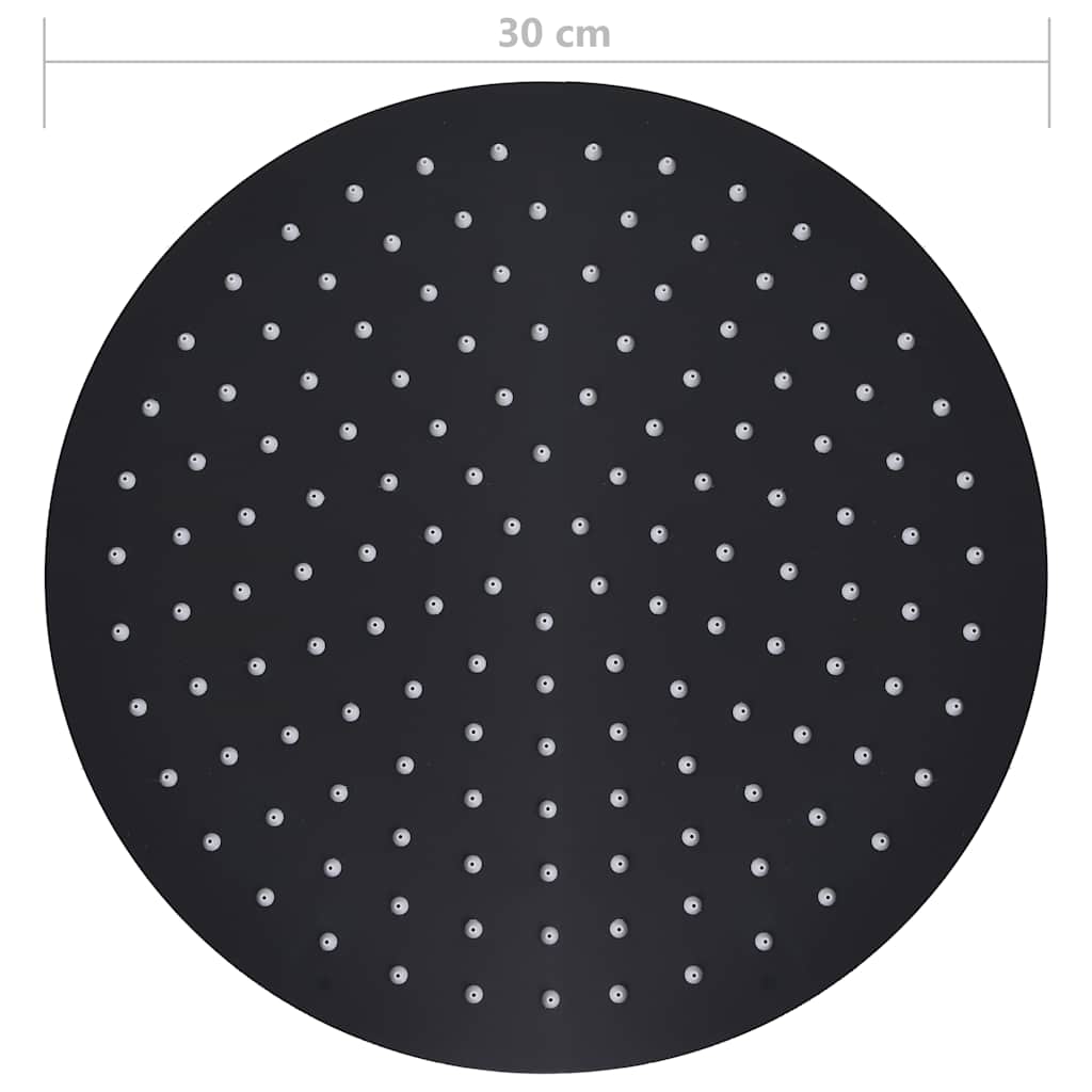 regnbrusehoved rustfrit stål 30 cm rund sort