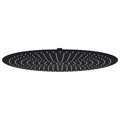 regnbrusehoved 50 cm rustfrit stål rund sort