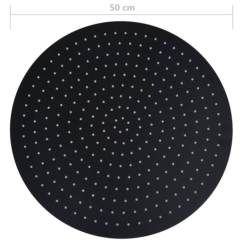 regnbrusehoved 50 cm rustfrit stål rund sort