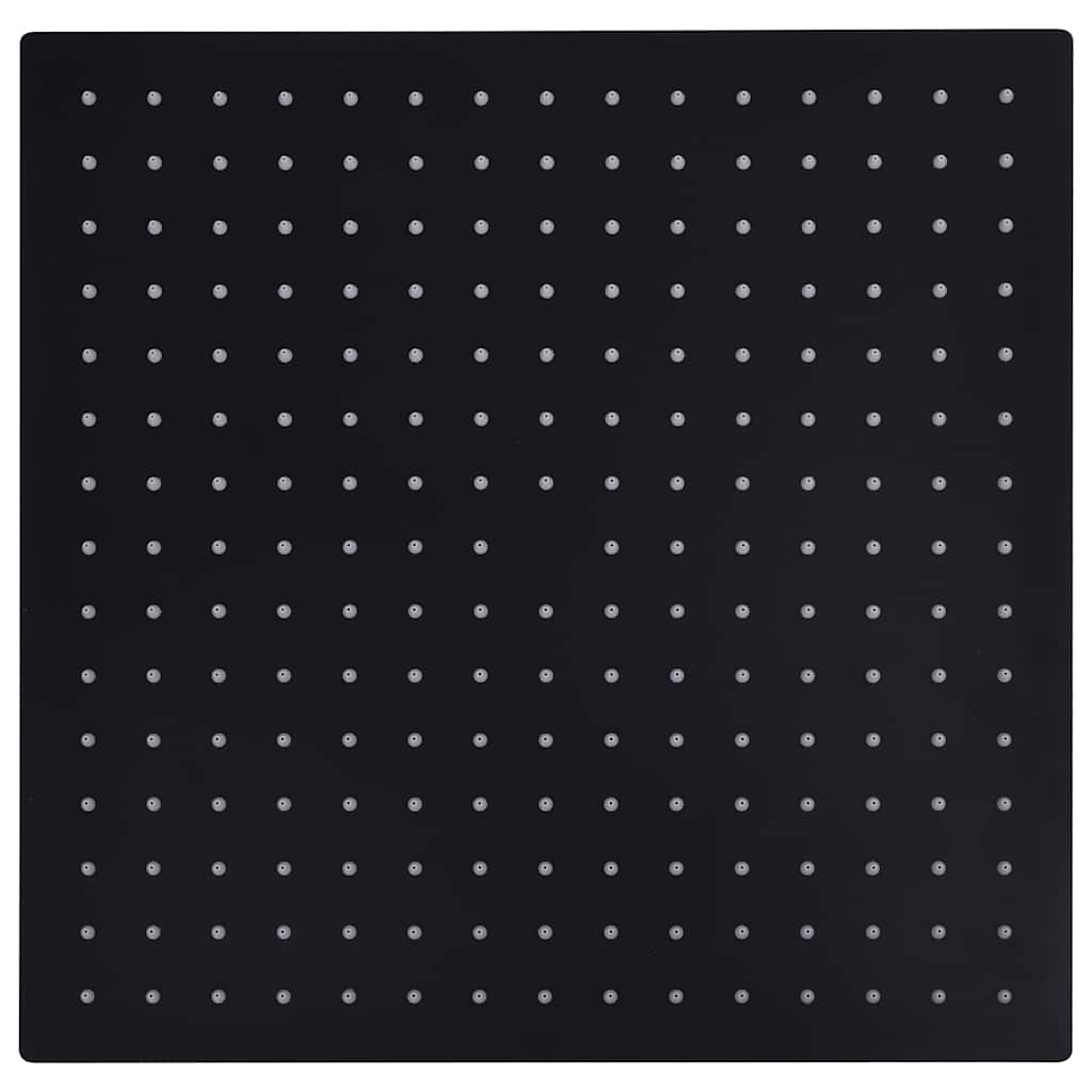 regnbrusehoved 40x40 cm rustfrit stål firkantet sort