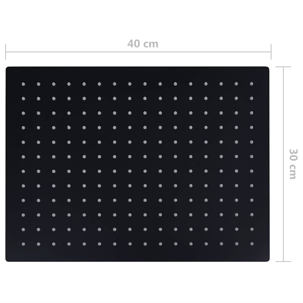 regnbrusehoved 40x30 cm rustfrit stål rektangulær sort