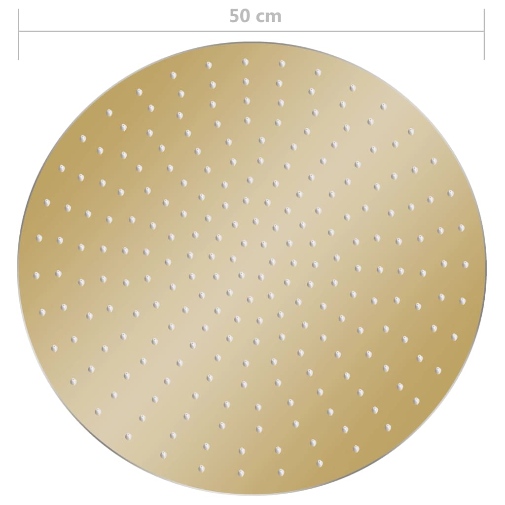 regnbrusehoved 50 cm rund rustfrit stål guldfarvet
