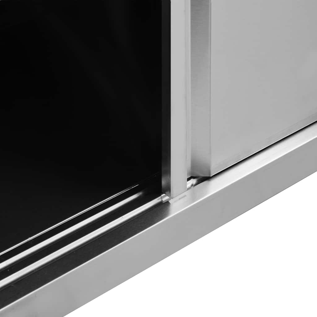 arbejdsborde m. skydedøre 2 stk. 200x50x(95-97)cm rustfrit stål
