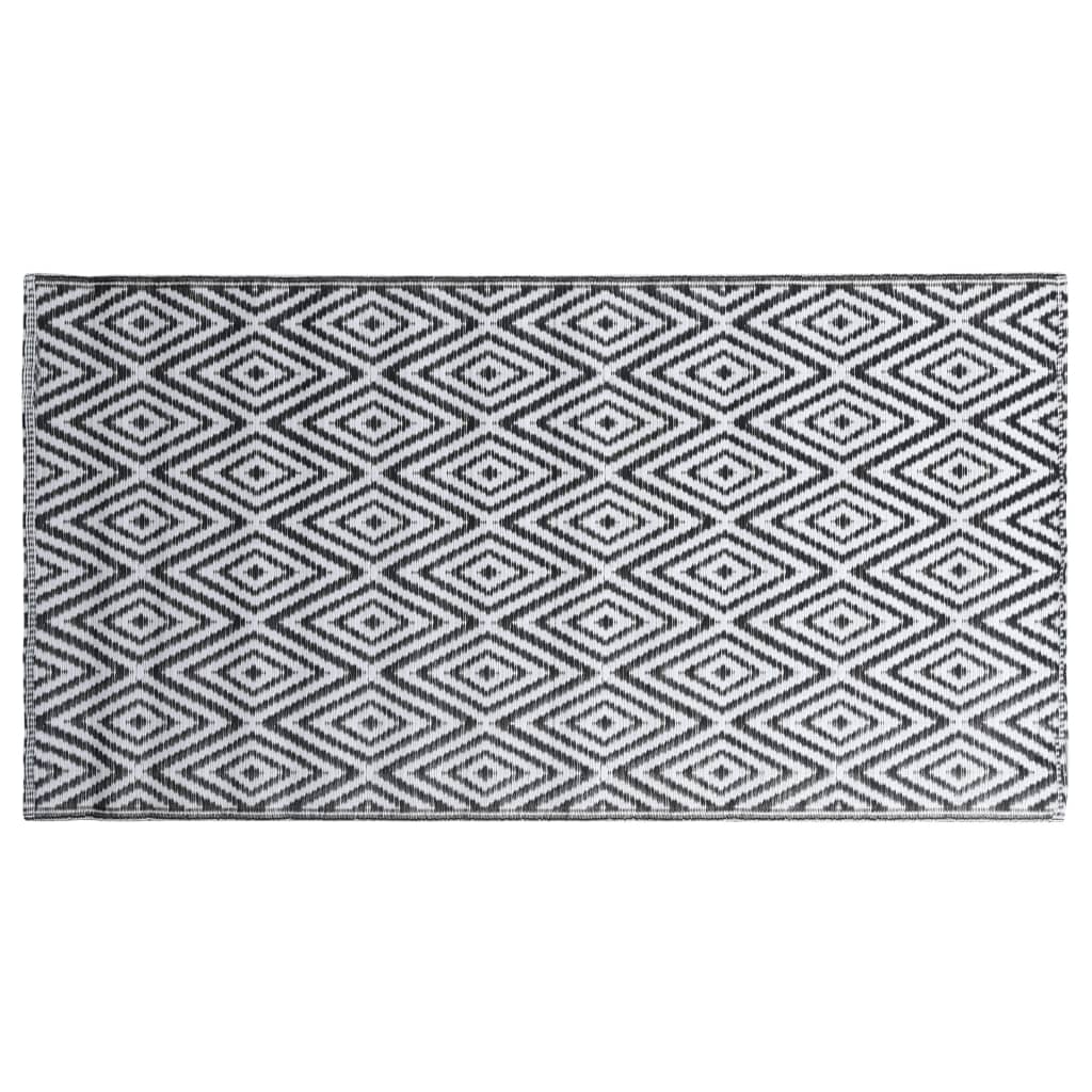 udendørstæppe ARAKIL 120x180 cm PP hvid og sort