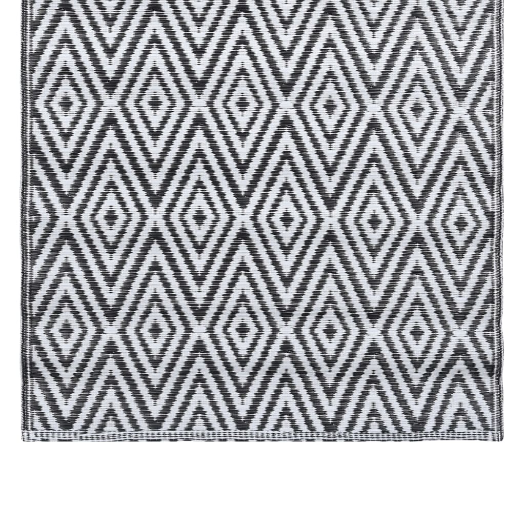 udendørstæppe ARAKIL 160x230 cm PP hvid og sort
