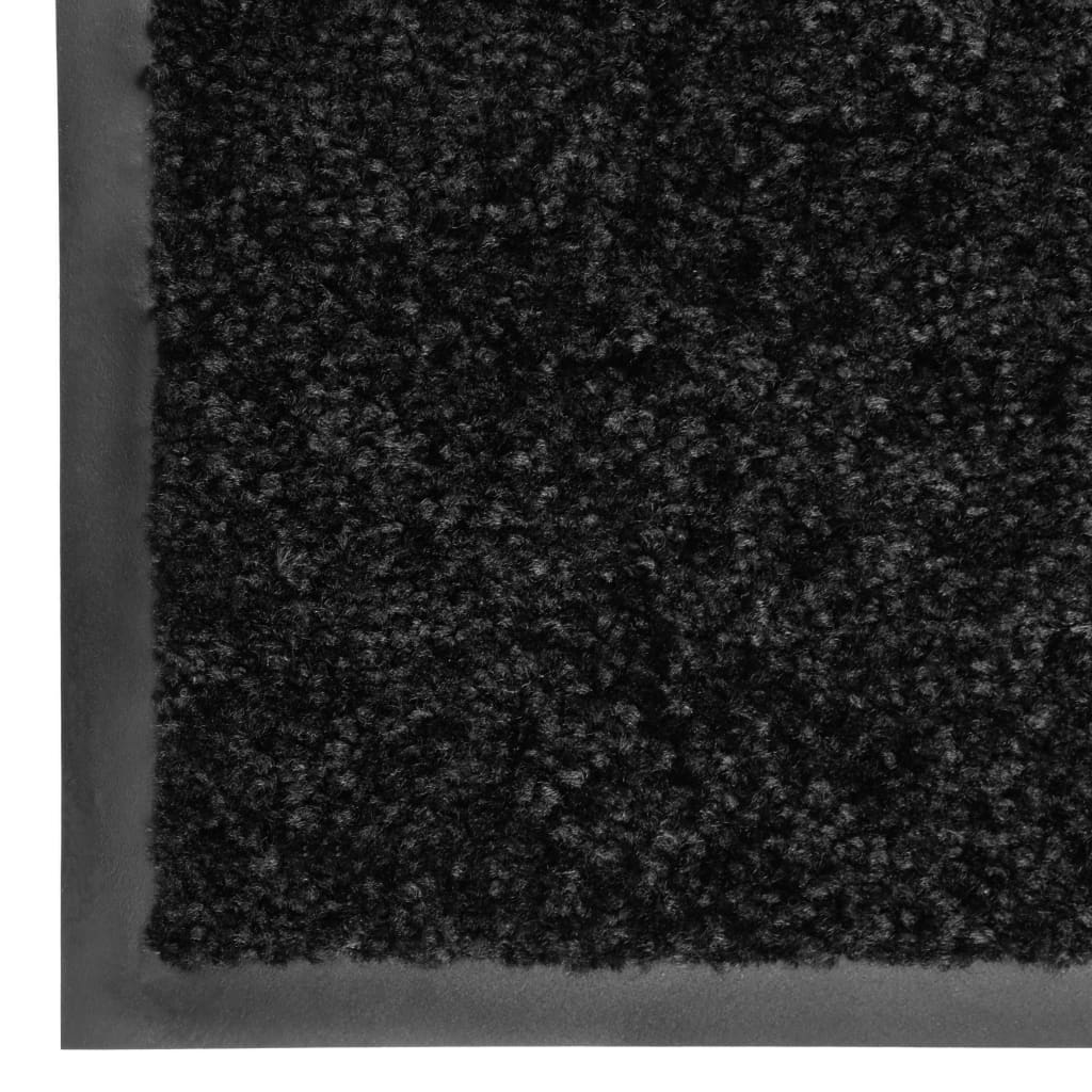 vaskbar dørmåtte 60x90 cm sort