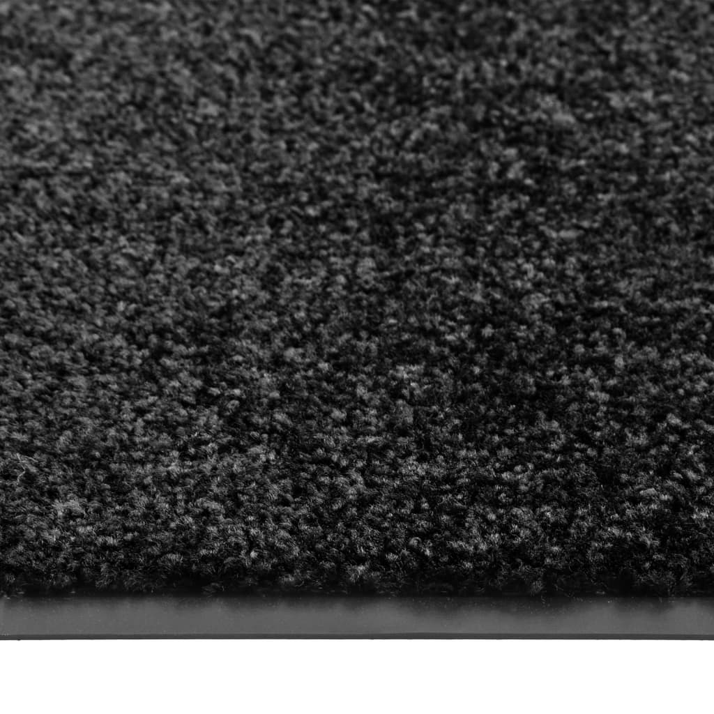 vaskbar dørmåtte 60x180 cm sort