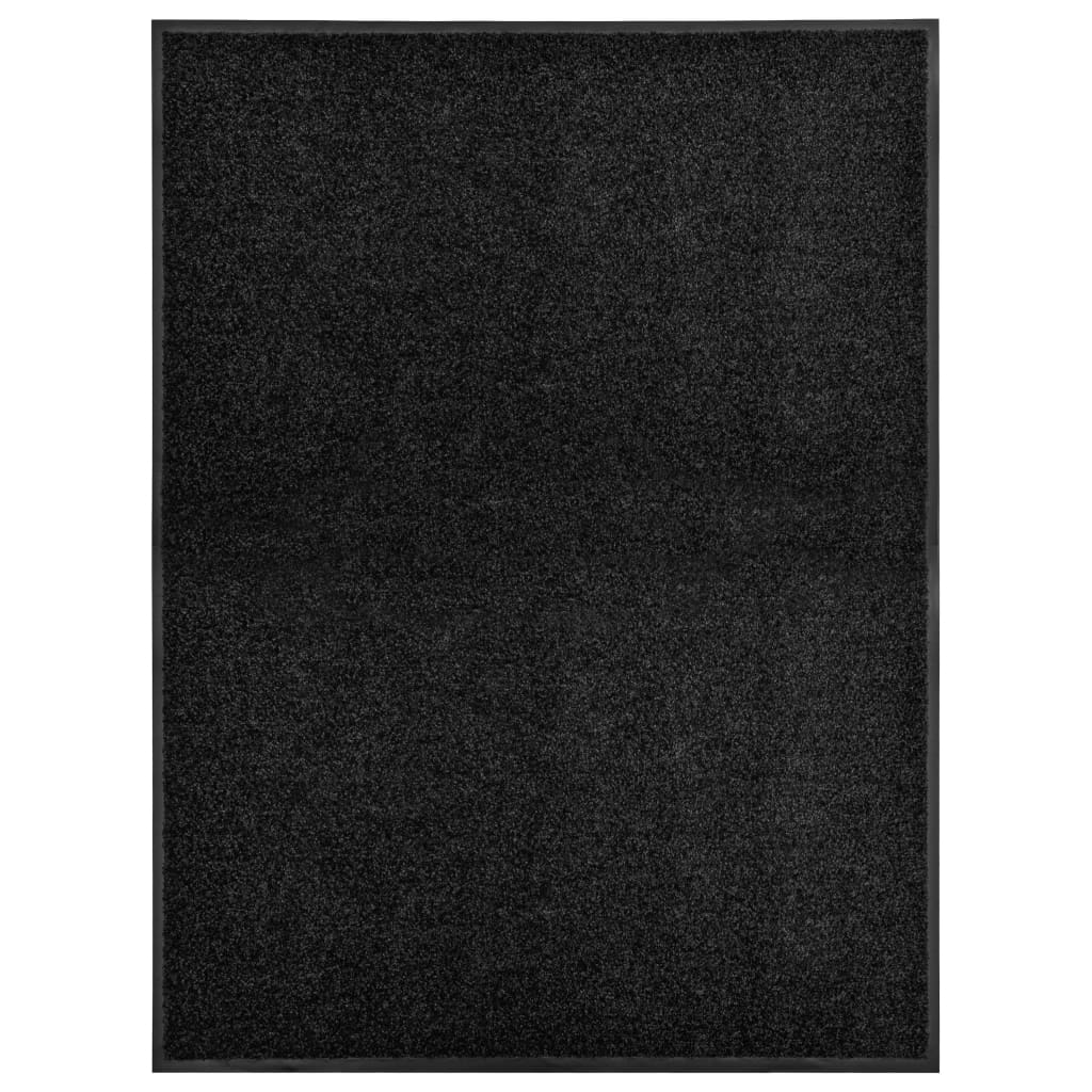 vaskbar dørmåtte 90x120 cm sort