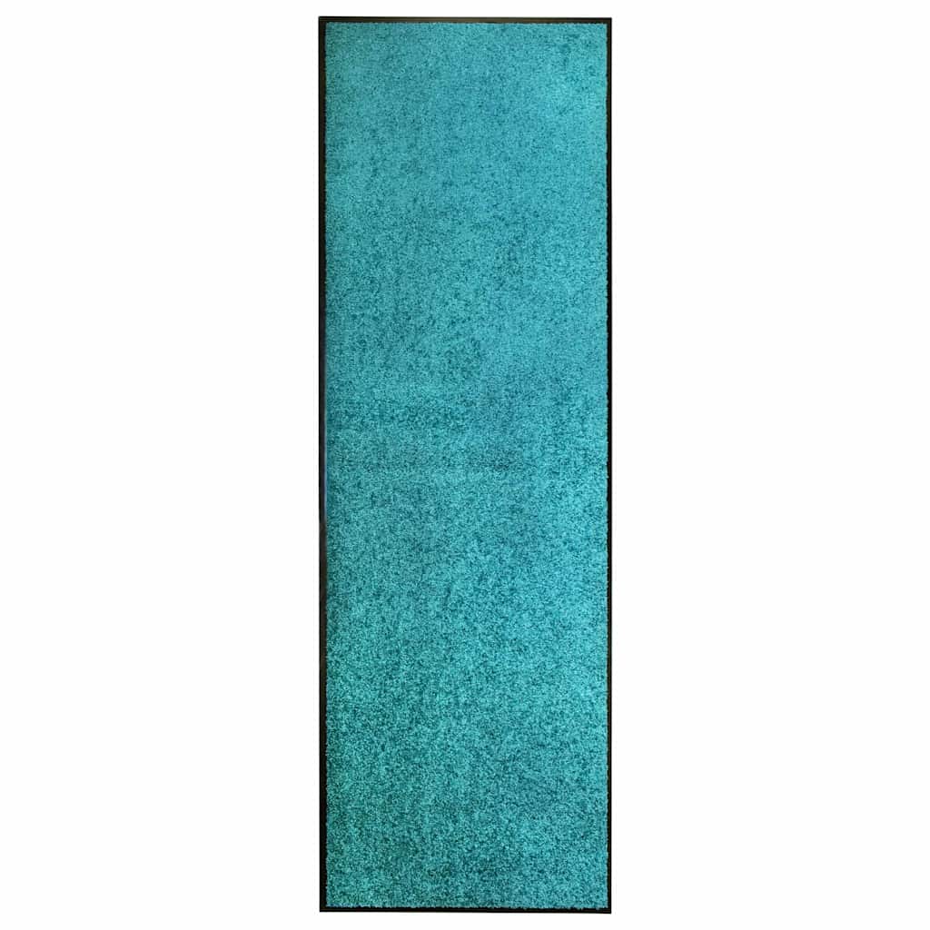 vaskbar dørmåtte 60x180 cm cyanblå