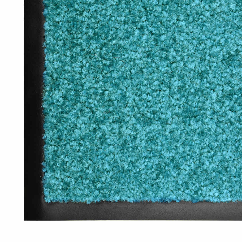 vaskbar dørmåtte 60x180 cm cyanblå