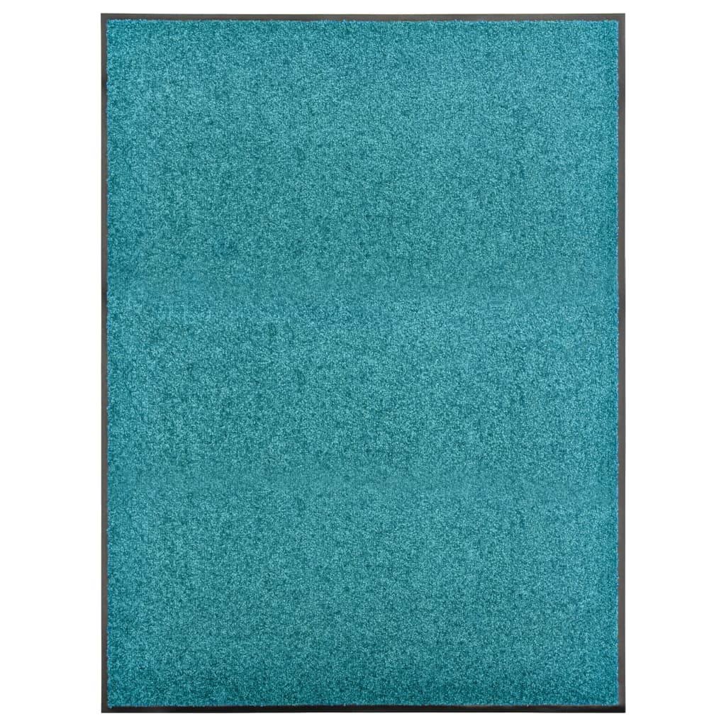 vaskbar dørmåtte 90x120 cm cyanblå