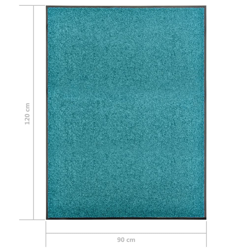 vaskbar dørmåtte 90x120 cm cyanblå