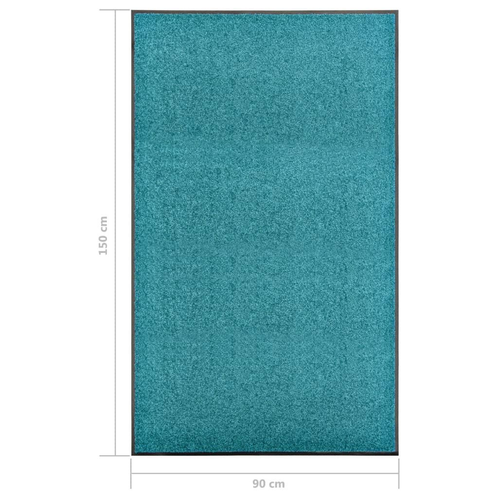 vaskbar dørmåtte 90x150 cm cyanblå
