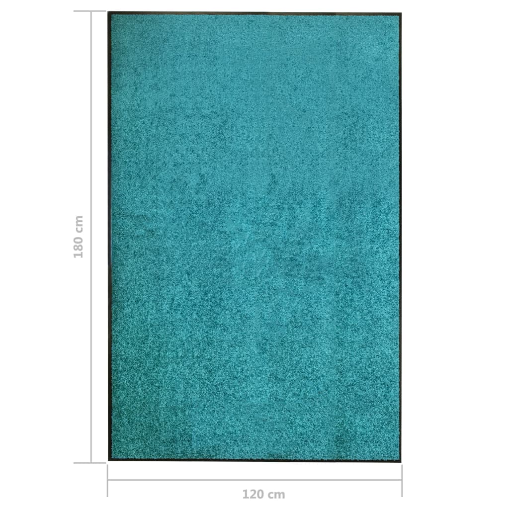 vaskbar dørmåtte 120x180 cm cyanblå