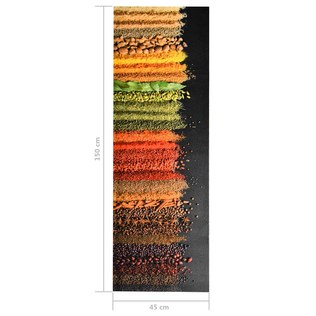vaskbar køkkenmåtte 45x150 cm krydderiprint