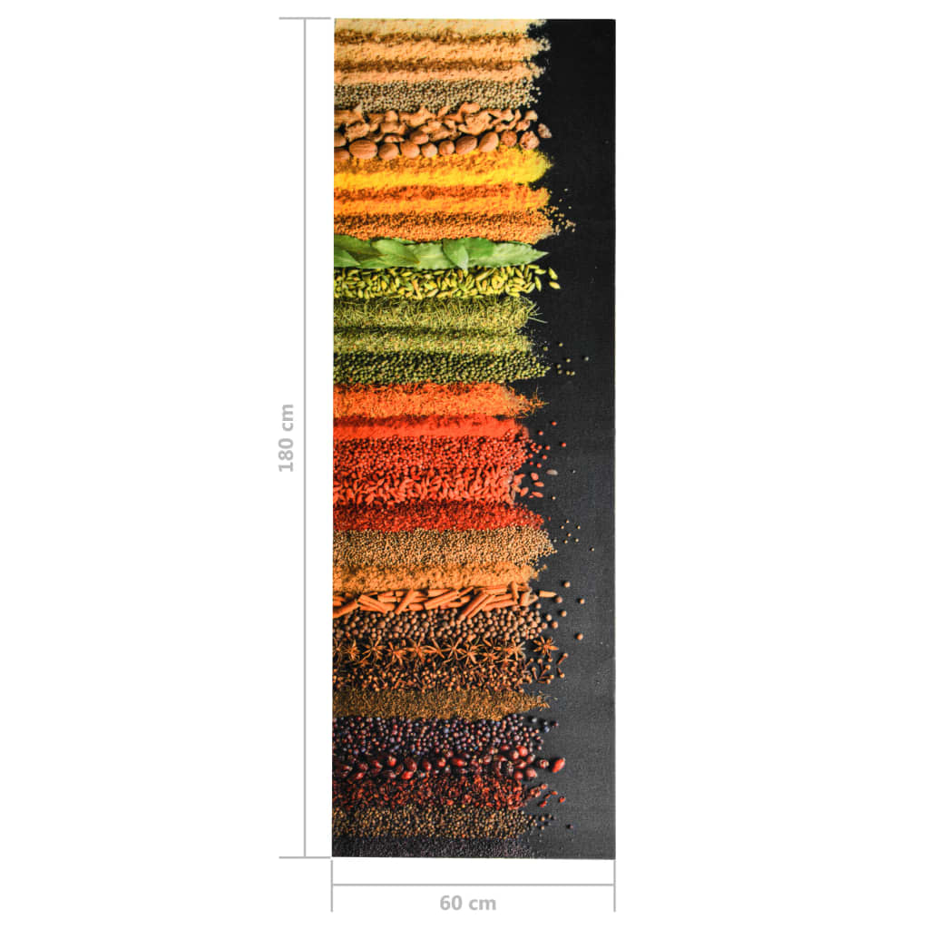 vaskbar køkkenmåtte 60x180 cm krydderiprint