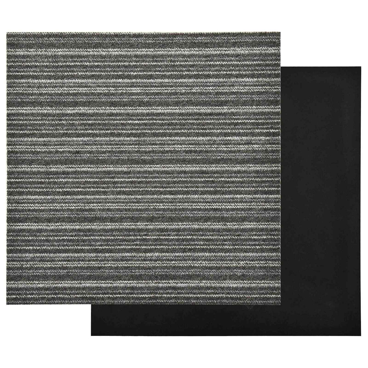 Tæppe 20 stk. Stribet antracit 50 x 50 cm 100% Polypropylen