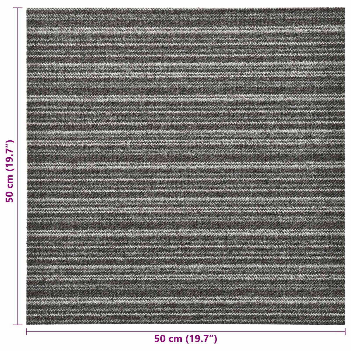 Tæppe 20 stk. Stribet antracit 50 x 50 cm 100% Polypropylen
