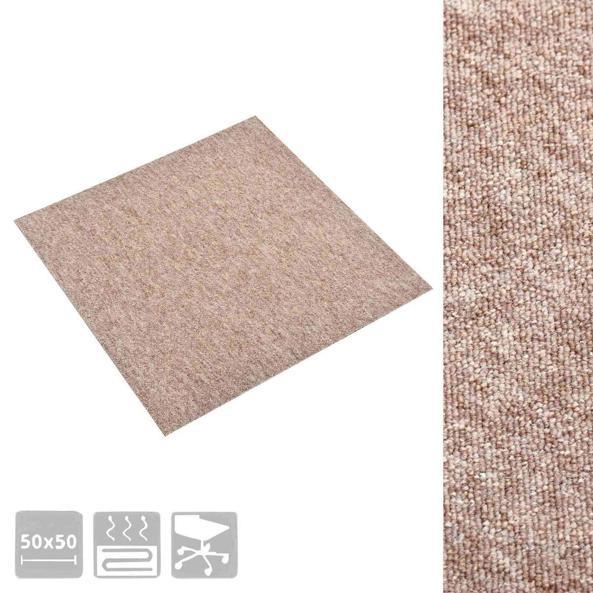 Tæppe 20 stk. Beige 50 x 50 cm 100% Polypropylen