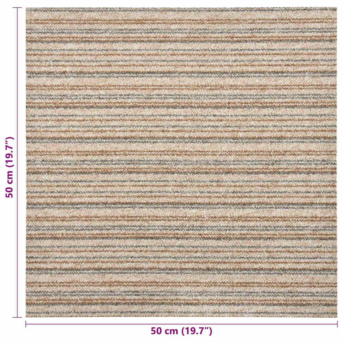 Tæppe 20 stk. Stribet beige 50 x 50 cm 100% Polypropylen
