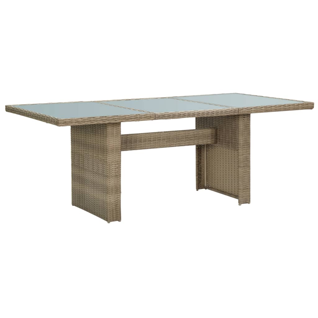 havebord 200x100x74 cm glas og polyrattan brun