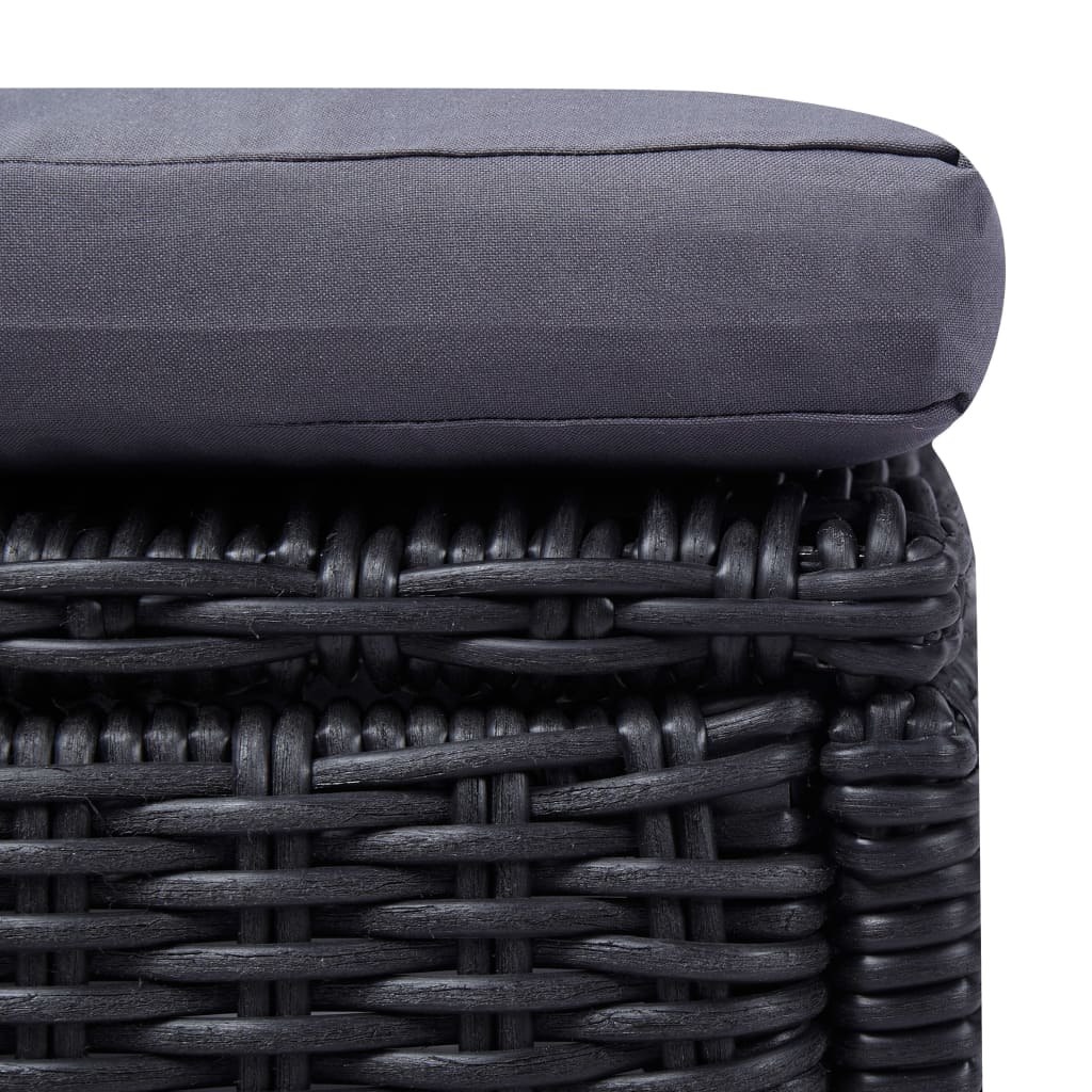 liggestol polyrattan sort og mørkegrå