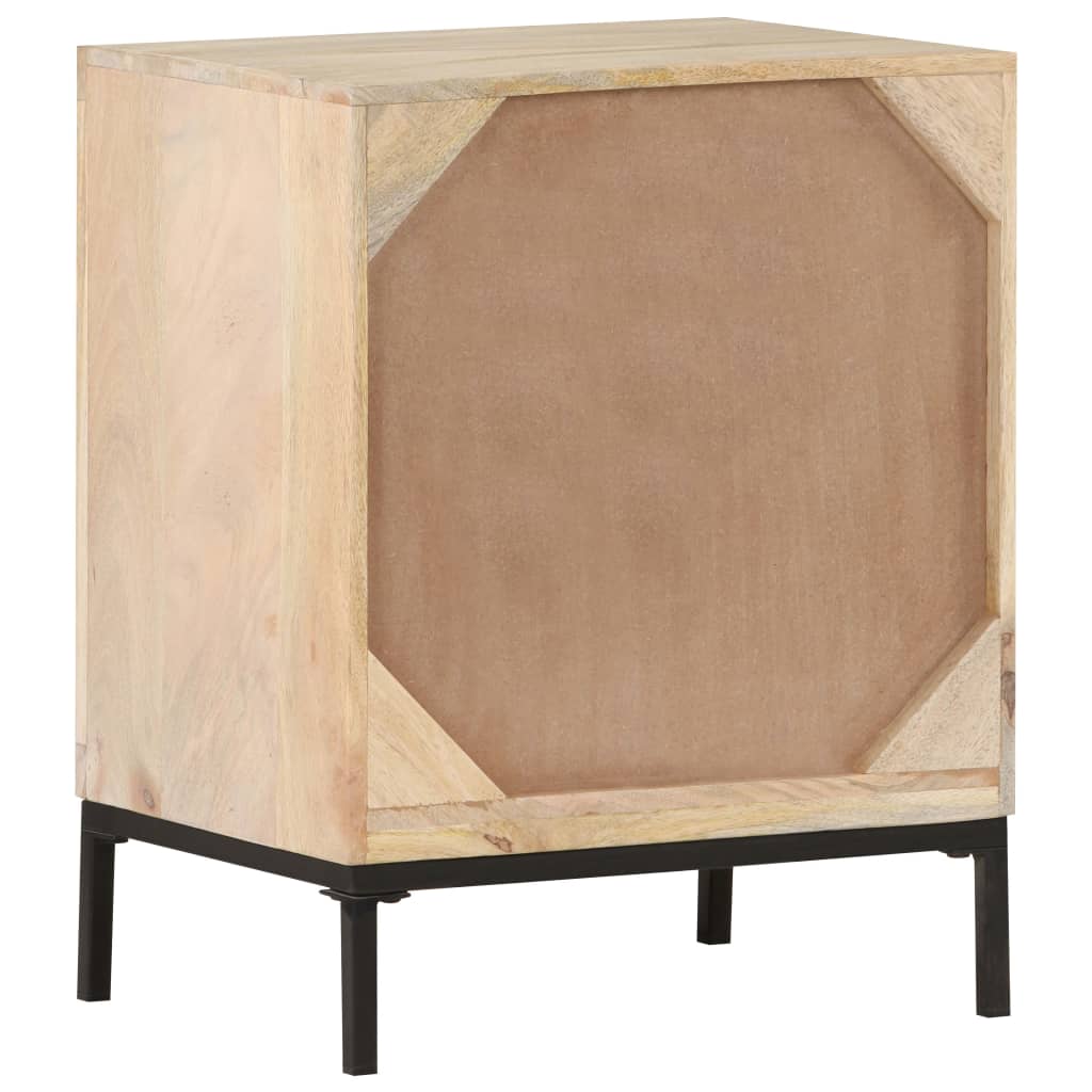 sengebord 40x30x50 cm massivt mangotræ og naturligt rørflet