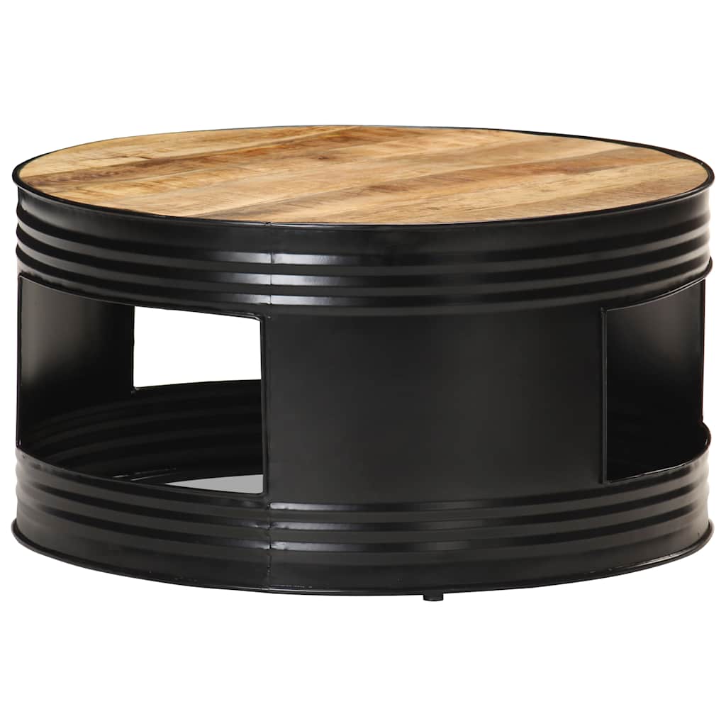sofabord 68x68x36 cm massivt ru mangotræ sort