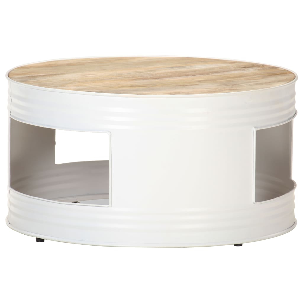 sofabord 68x68x36 cm massivt mangotræ hvid