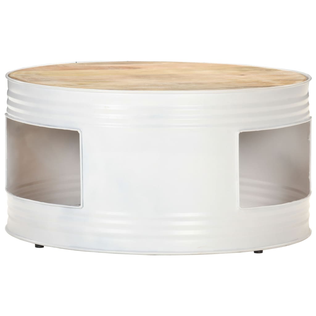 sofabord 68x68x36 cm massivt mangotræ hvid