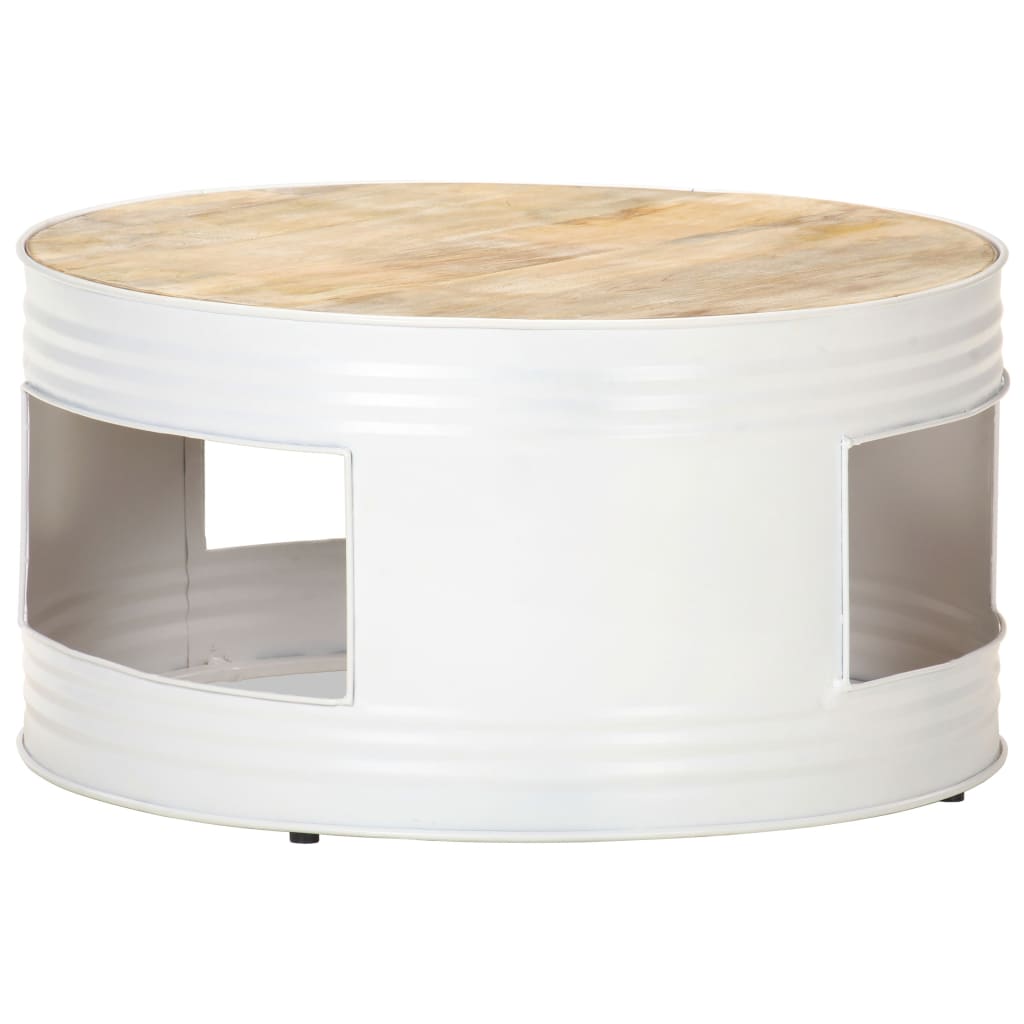 sofabord 68x68x36 cm massivt mangotræ hvid
