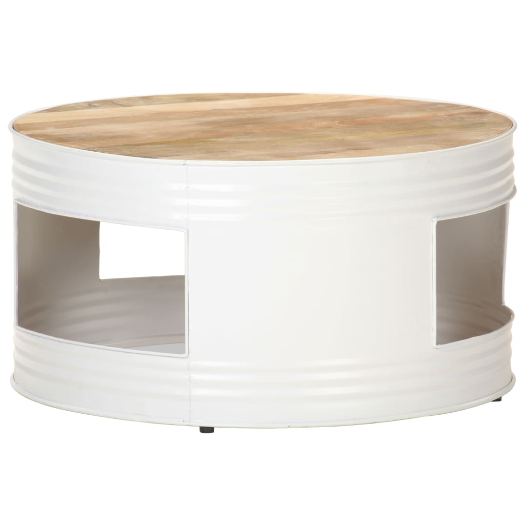 sofabord 68x68x36 cm massivt mangotræ hvid