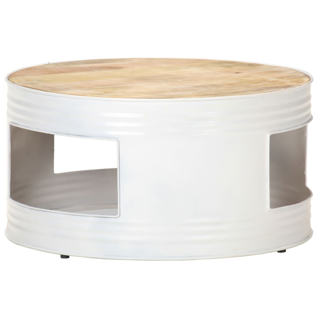 sofabord 68x68x36 cm massivt mangotræ hvid
