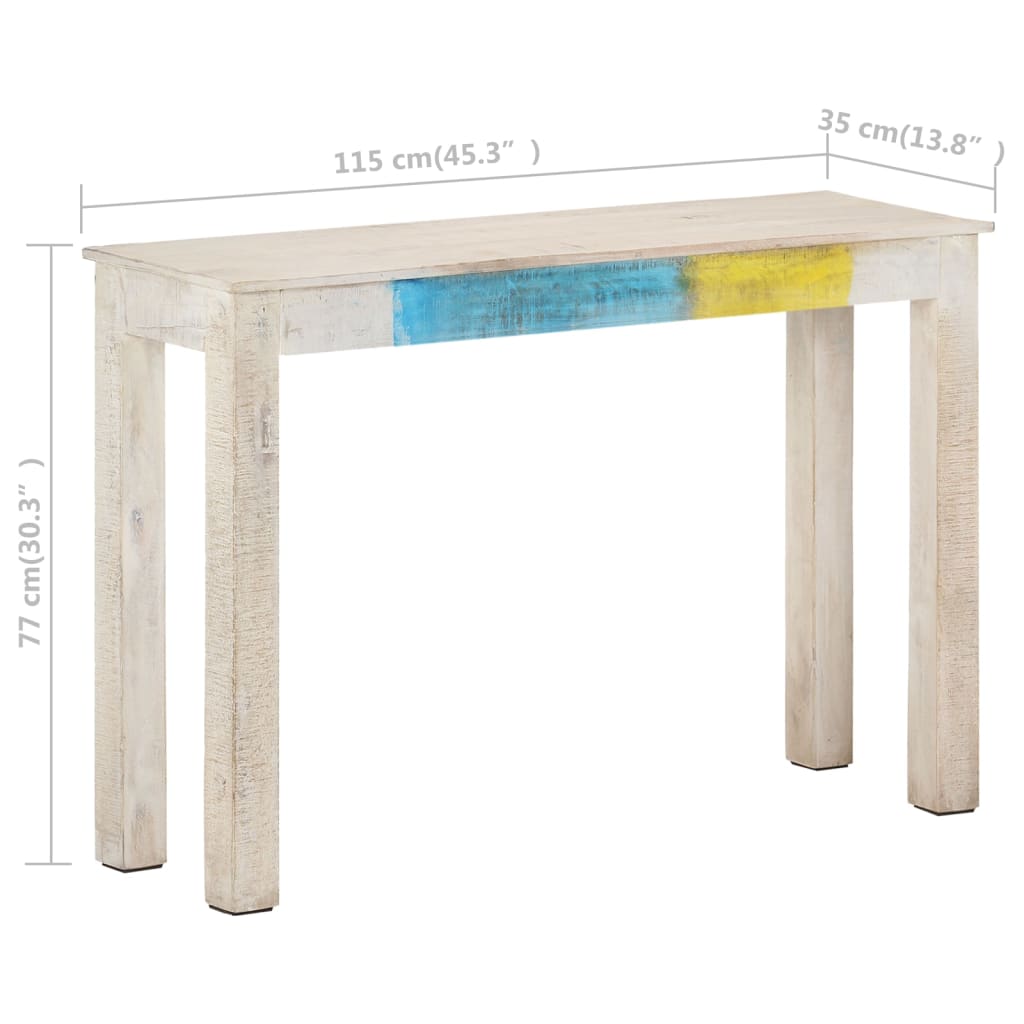 konsolbord 115x35x77 cm ru mangotræ hvid