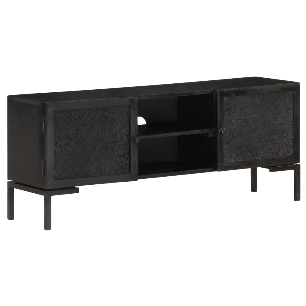 tv-skab 115x30x46 cm massivt mangotræ sort