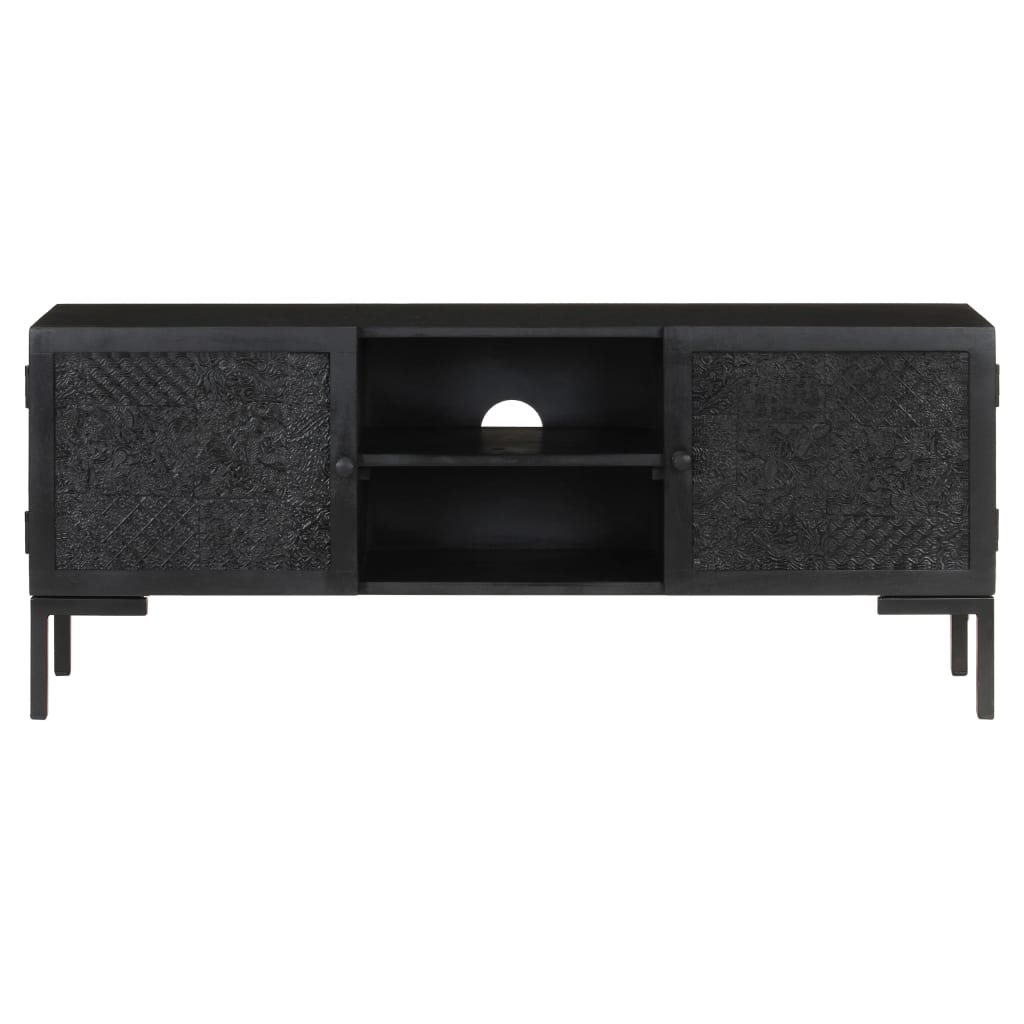 tv-skab 115x30x46 cm massivt mangotræ sort