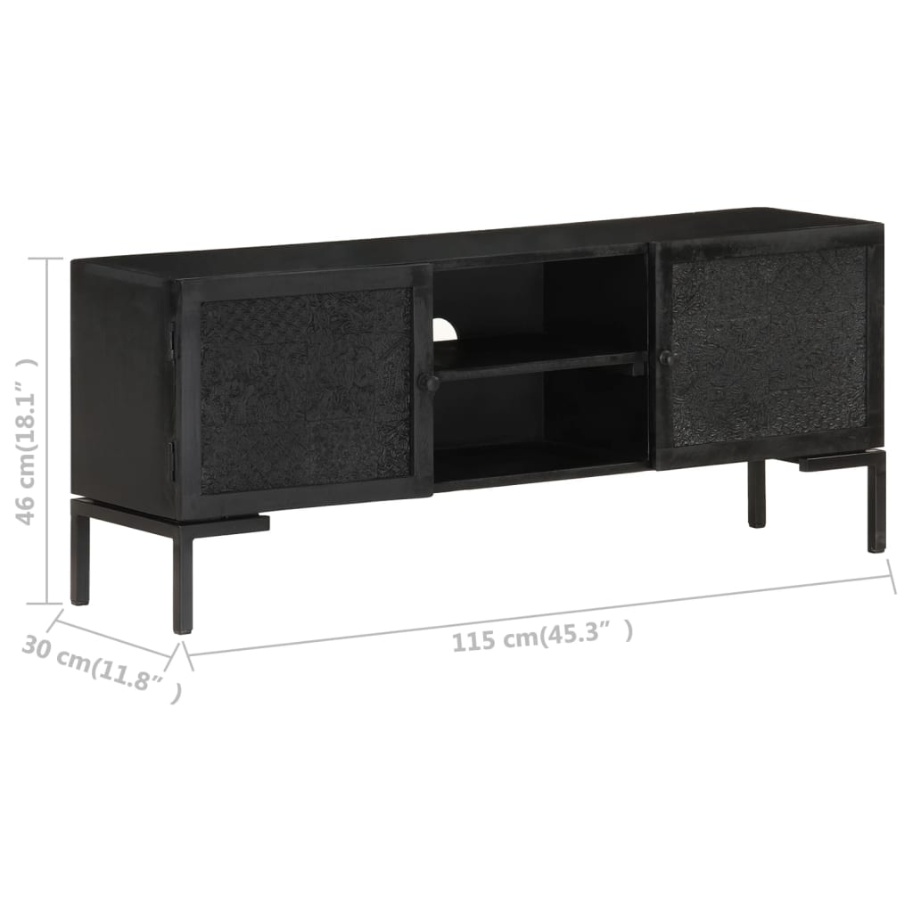tv-skab 115x30x46 cm massivt mangotræ sort