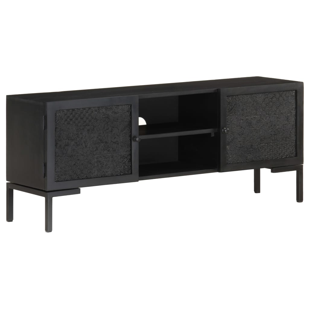 tv-skab 115x30x46 cm massivt mangotræ sort