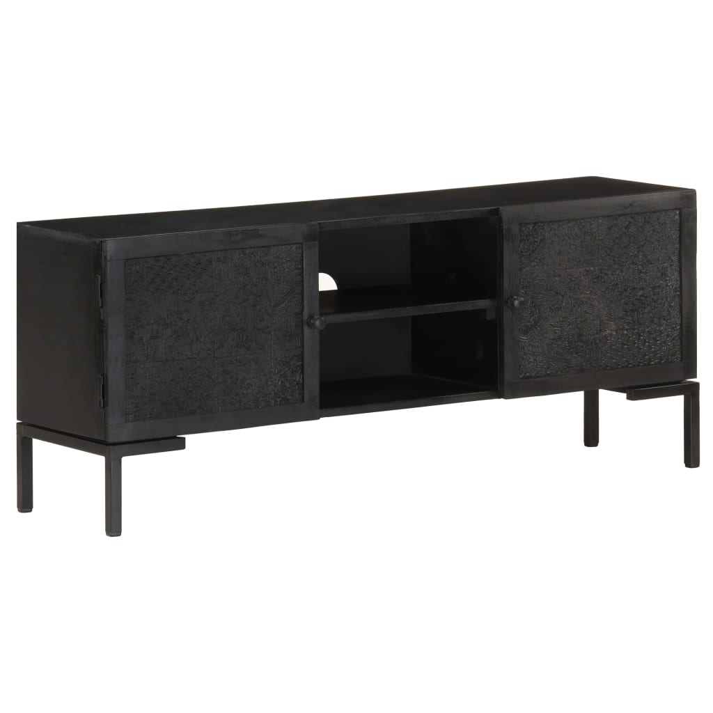 tv-skab 115x30x46 cm massivt mangotræ sort