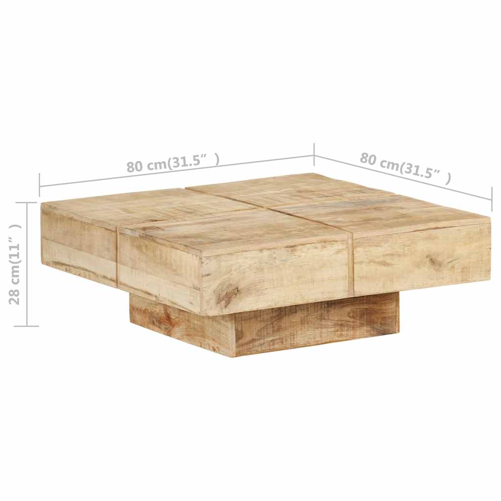 sofabord 80x80x28 cm massivt mangotræ