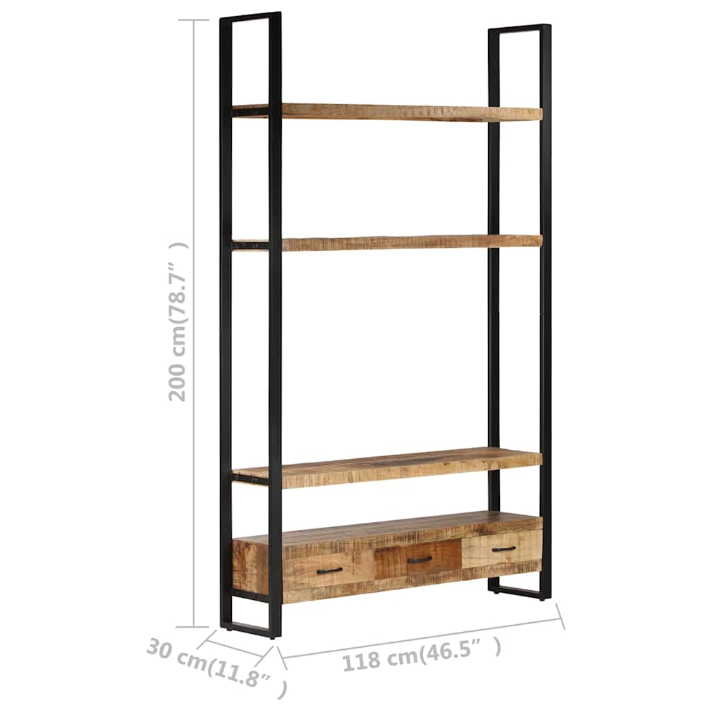 bogreol 118x30x200 cm massivt ru mangotræ