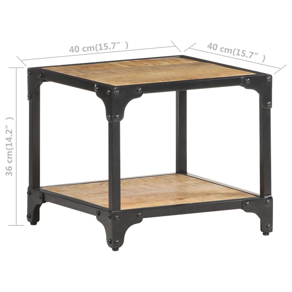 sofabord 40x40x36 cm massivt ru mangotræ
