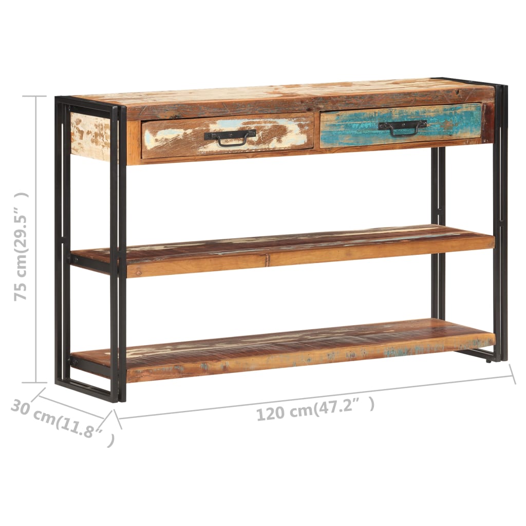 skænk 120x30x75 cm massivt genbrugstræ
