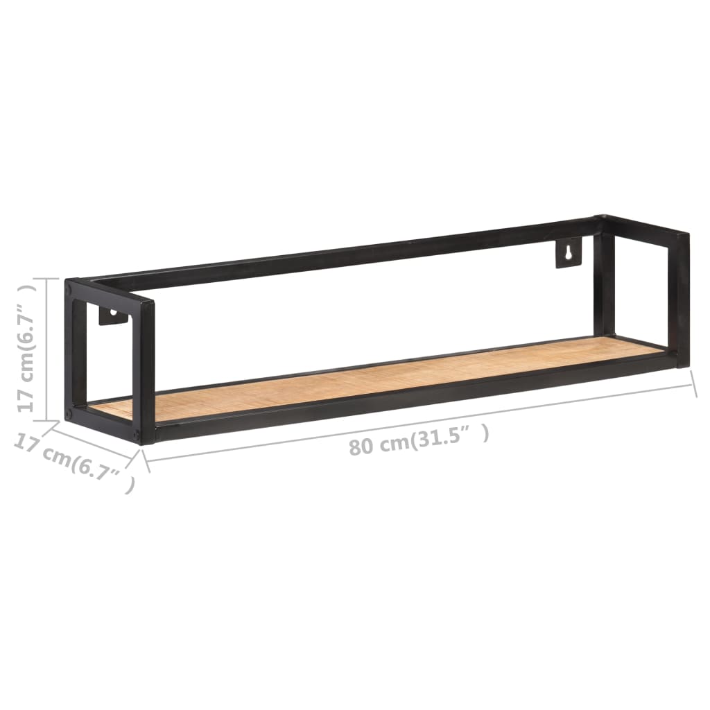 væghylder 2 stk. 80 cm ru mangotræ
