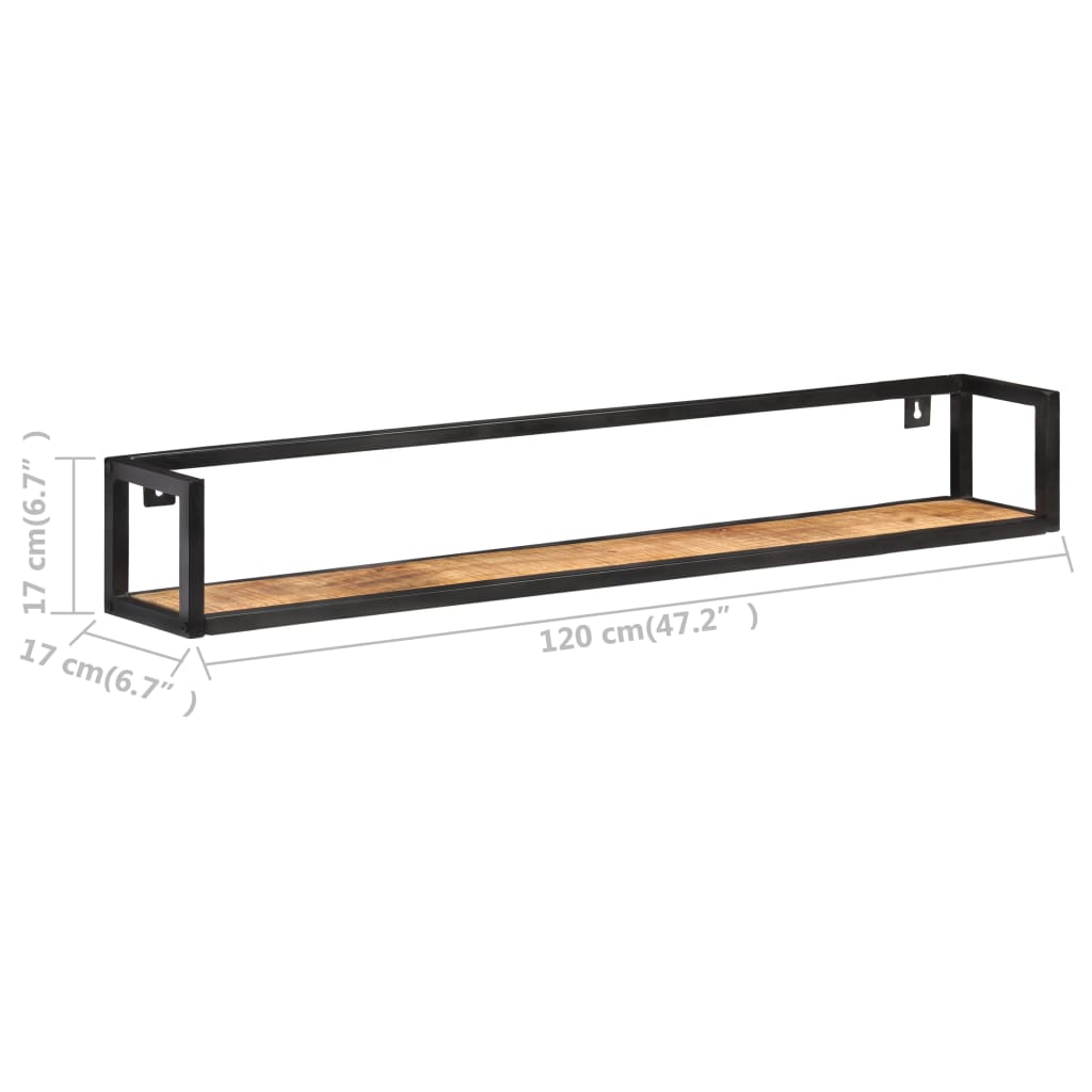 væghylder 2 stk. 120 cm ru mangotræ