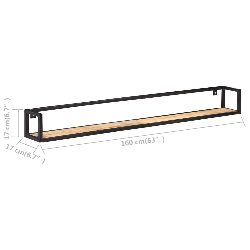 væghylder 2 stk. 160 cm ru mangotræ