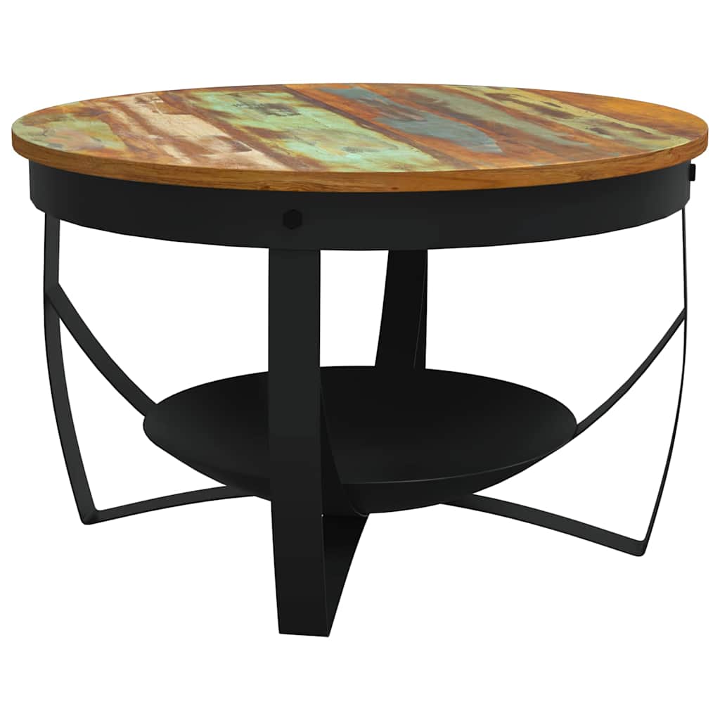 sofabord Ø68x43 cm massivt genbrugstræ